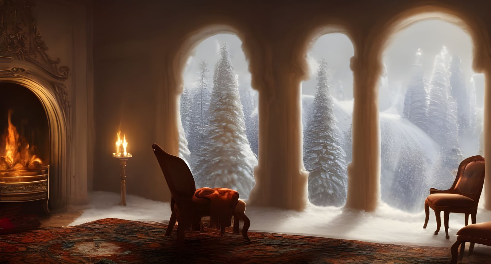 Cozy Winter Fireplace: Hyper-Realistic Digital Art
