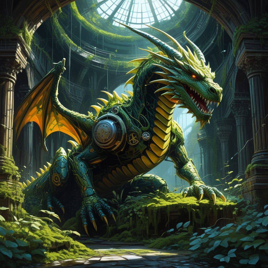 Clockwork Dragon Awakens in Ancient Temple