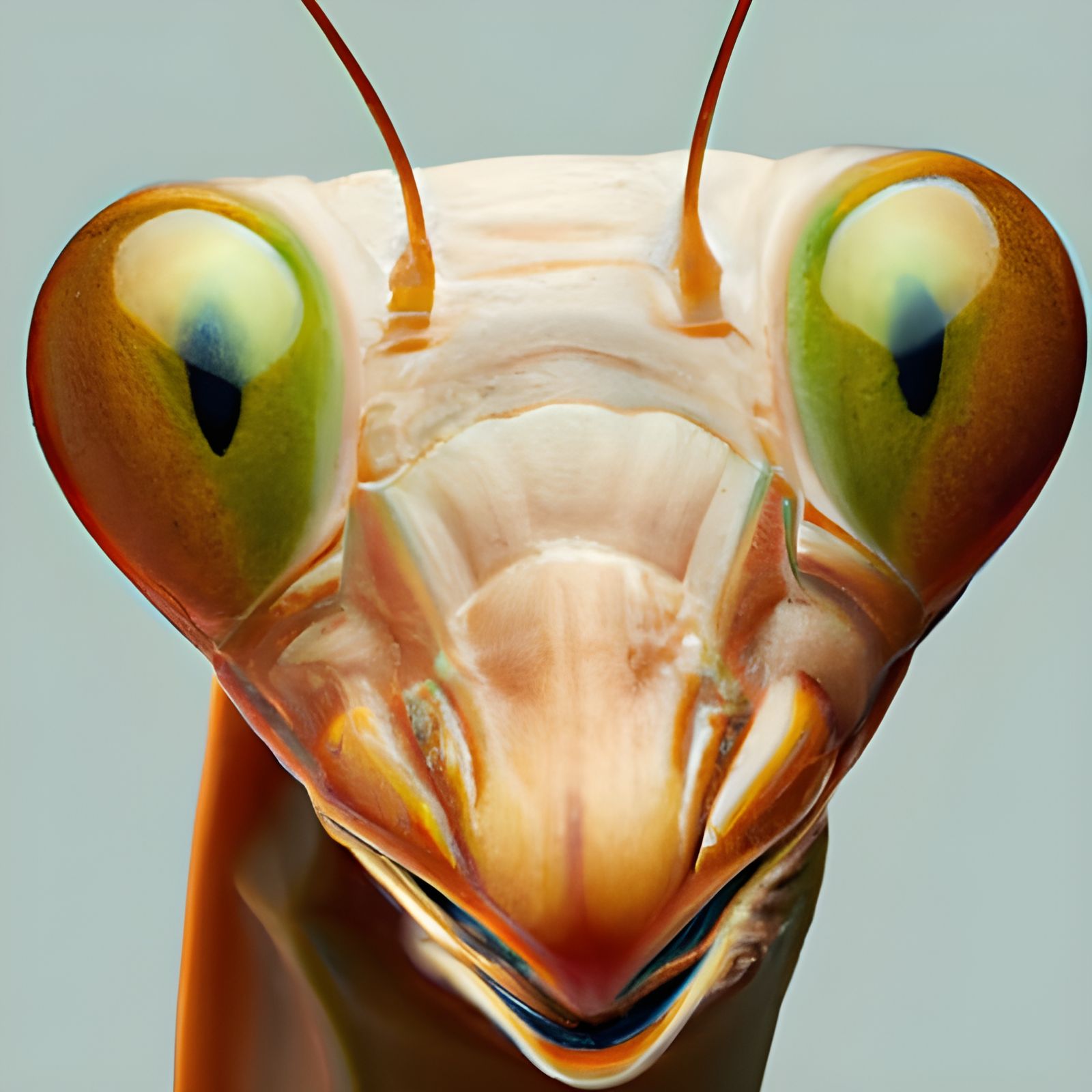 Detailed Mantis Head Portrait in Studio Lighting