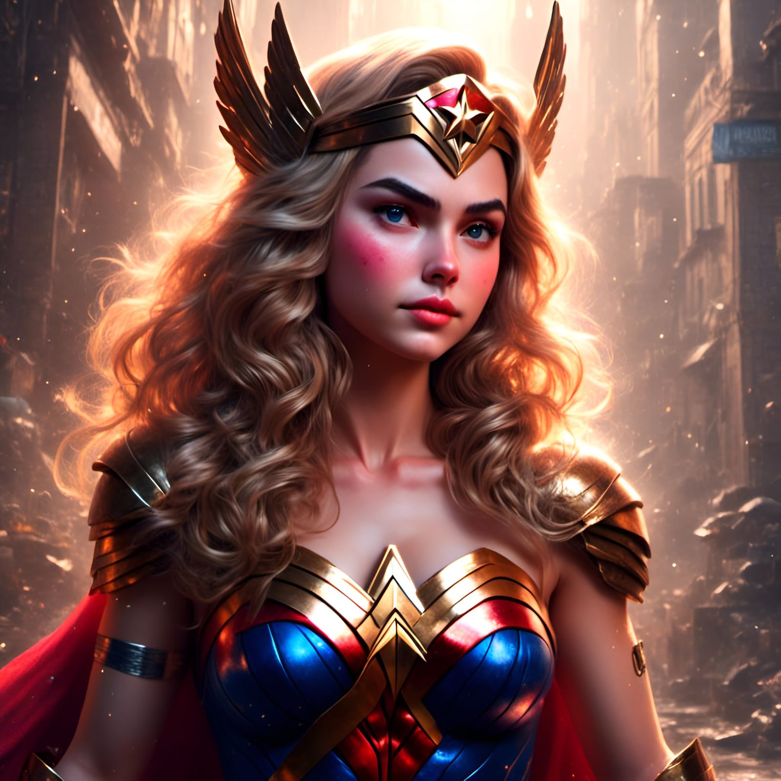 Princess Peach as Wonder Woman Graffiti Portrait