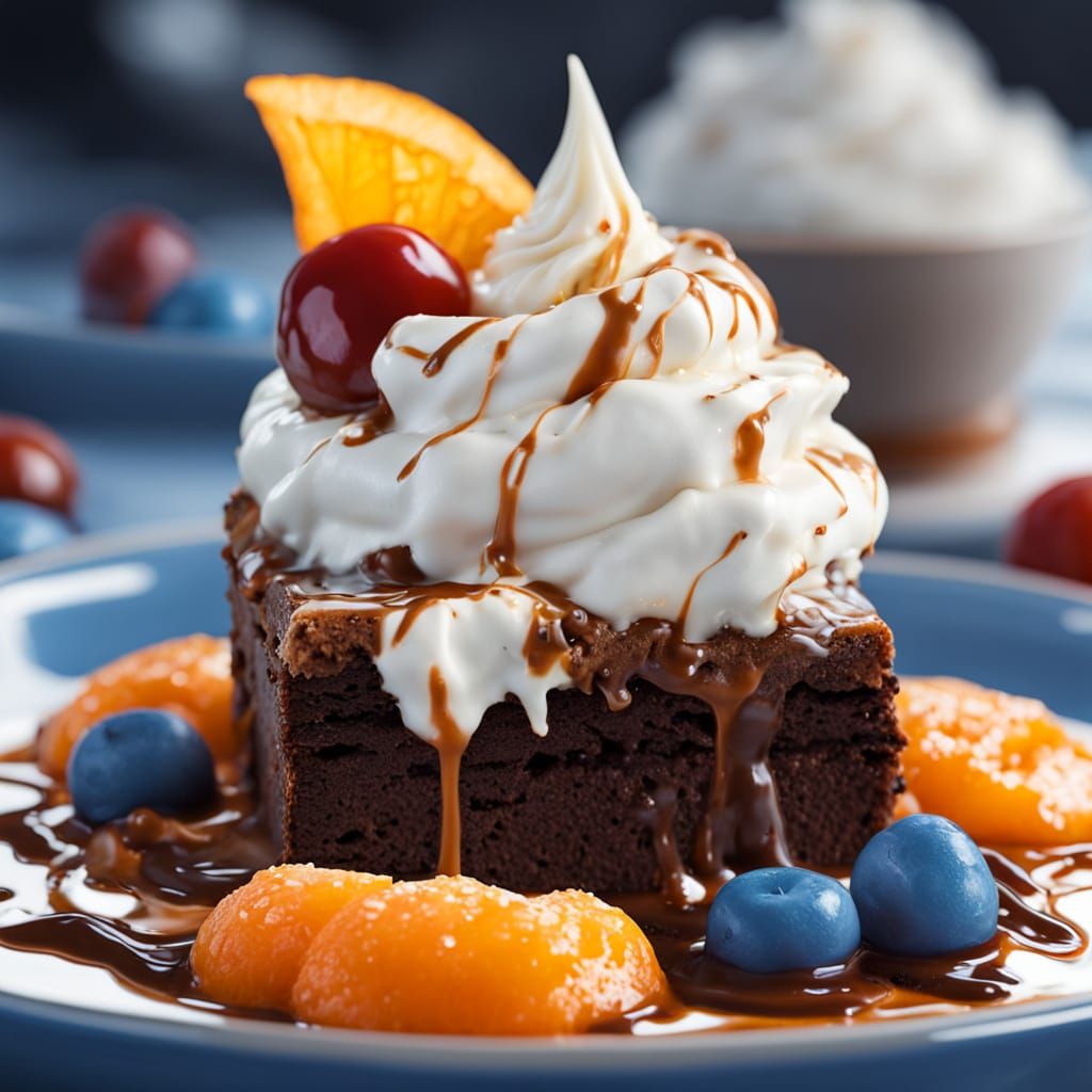 Brownie Bite Sundae in Oil Painting Style