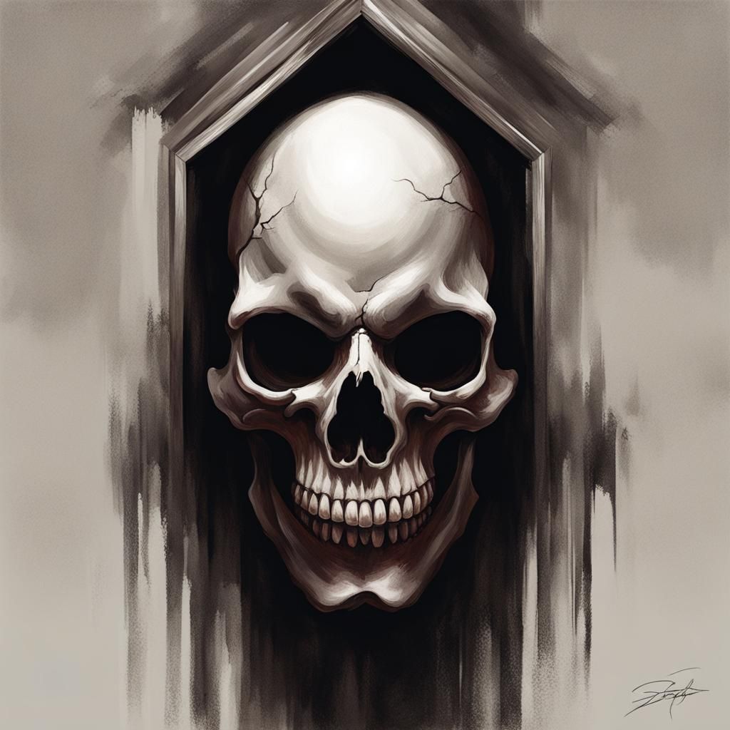 Sinister Skull Digital Art in Dark Fantasy Style