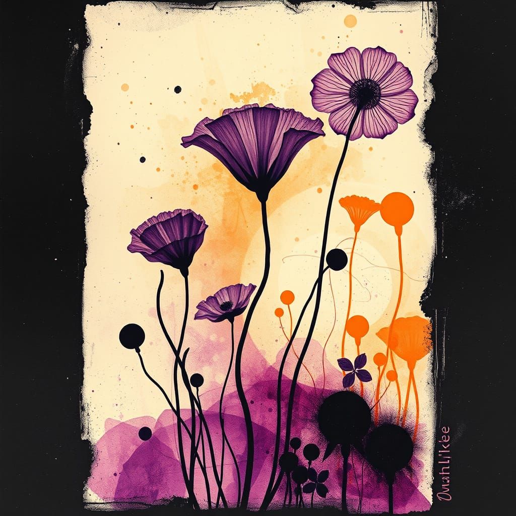 Botanical Photogram in Mystical Surreal Etching Style