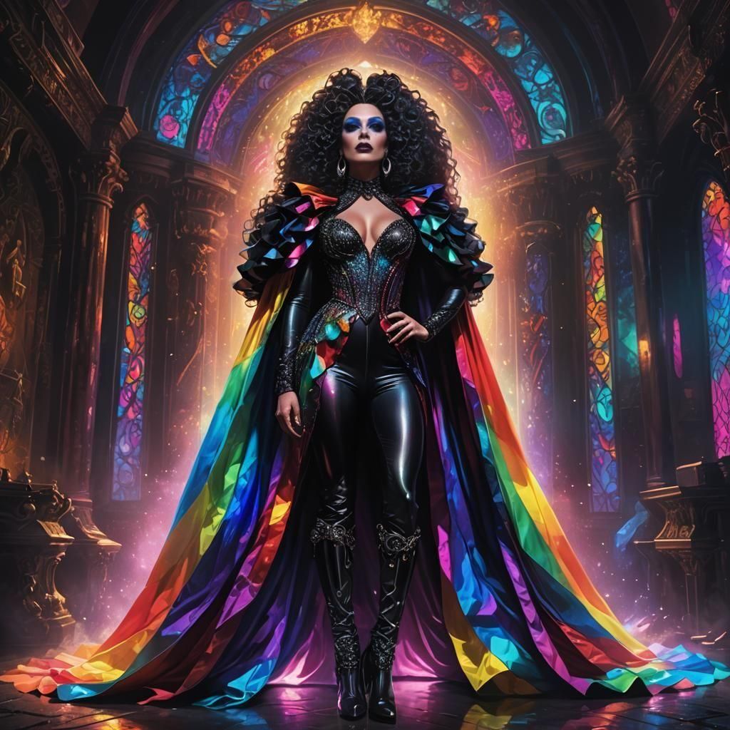 Gothic Drag Queen with Rhinestone Boots