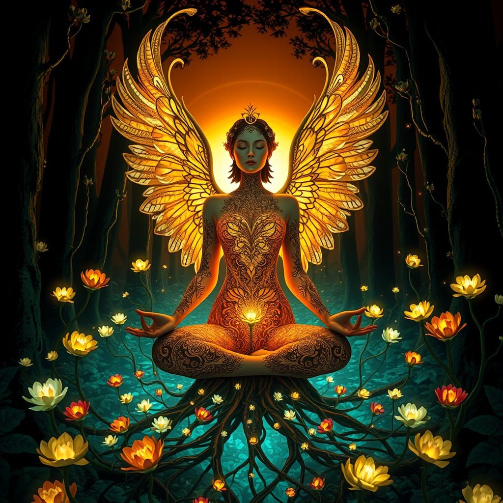 Mystical Goddess Hecate Ascends with Swan Wings and Organic ...