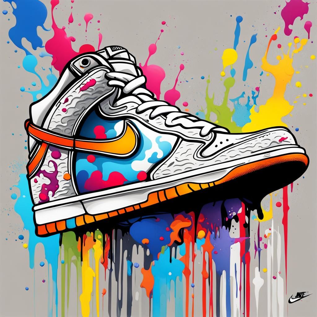 Nike Dunks in Graffiti Splash Art Style