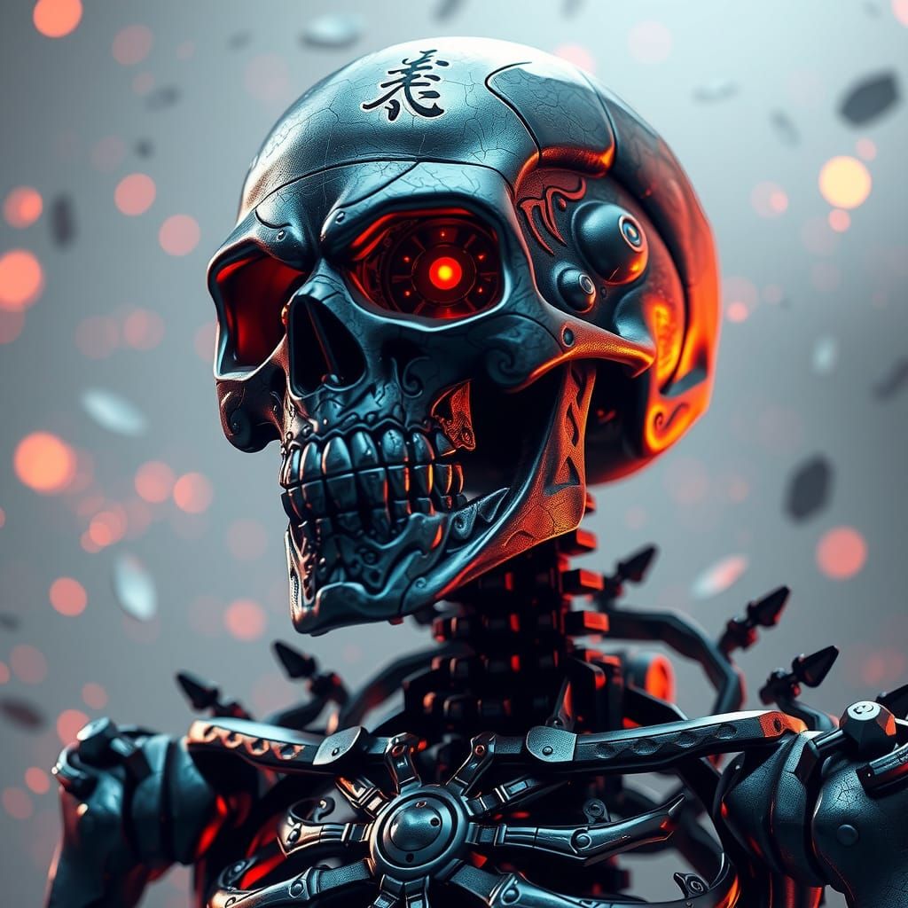 Cyberpunk-Inspired Indestructible Skeleton in 8K Resolution
