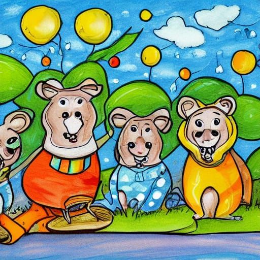 Cartoon Mice in Whimsical Children's Illustration