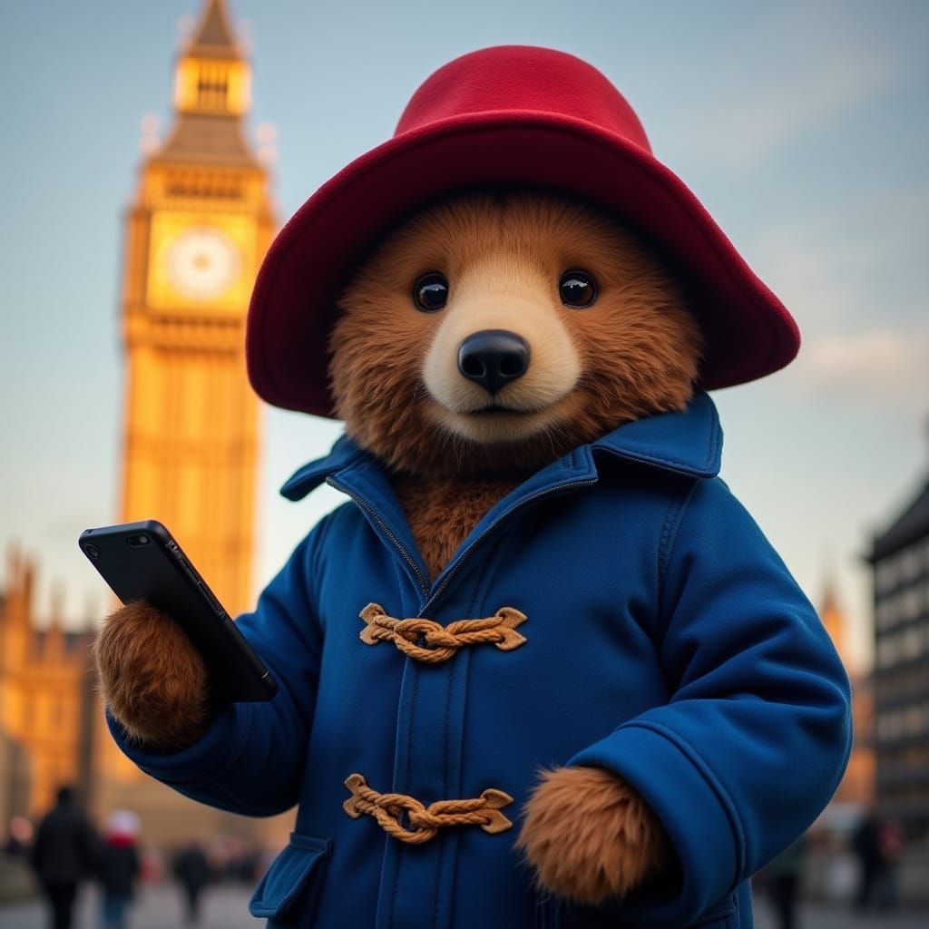 Paddington Bear in London with Big Ben