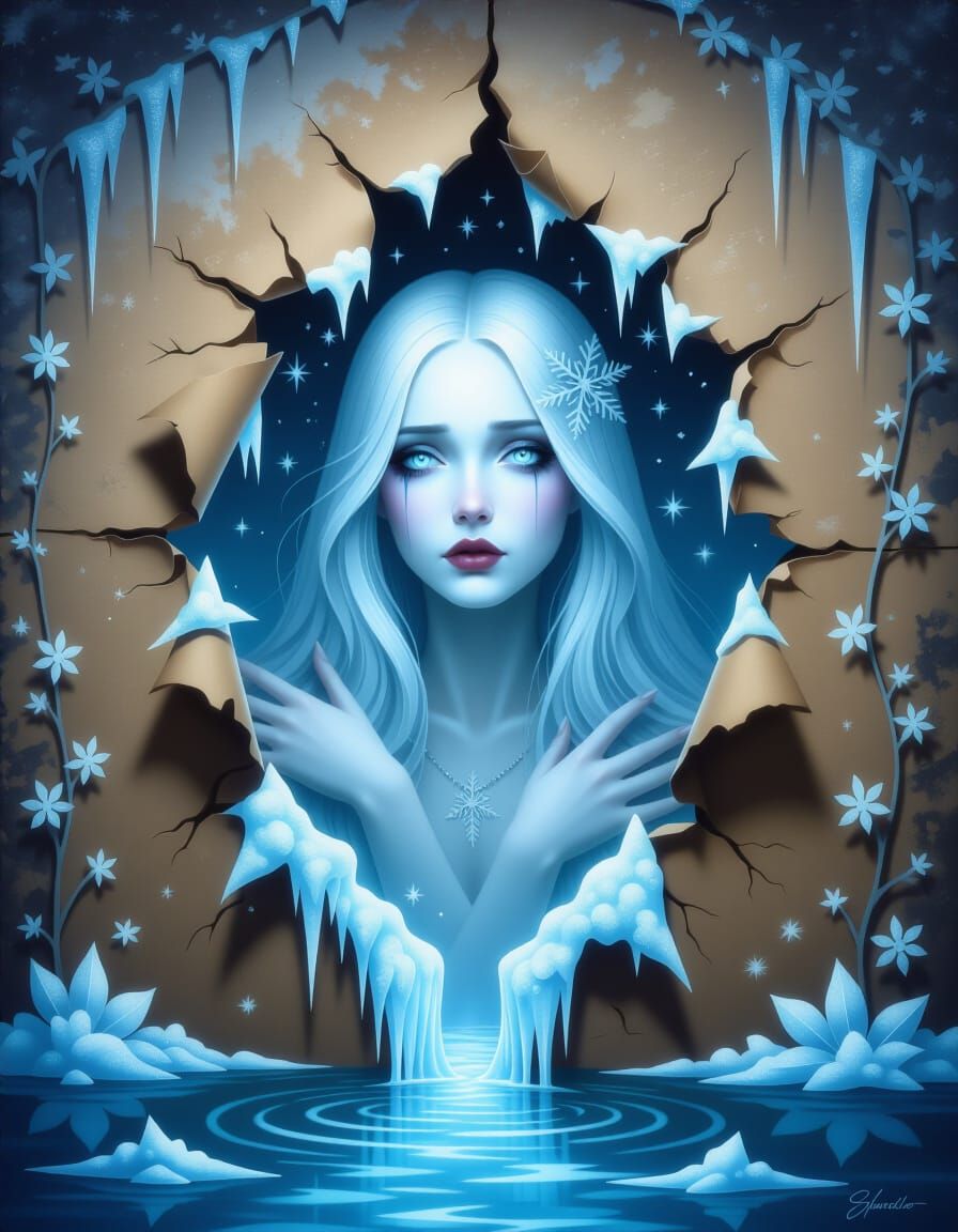 Enchanted Winter Rusalka Wall Art Tears Open