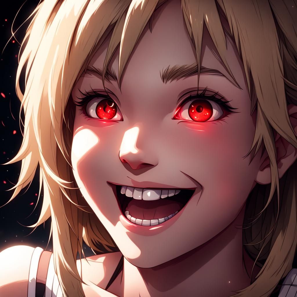 Eerie Portrait of Laughing Yandere Girlfriend