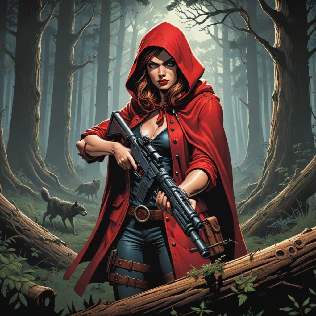 Wolf Hunteress in the Woods