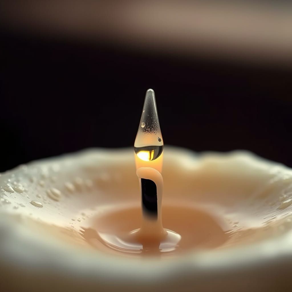 Candle with Water Droplet Flame: Gritty Realism