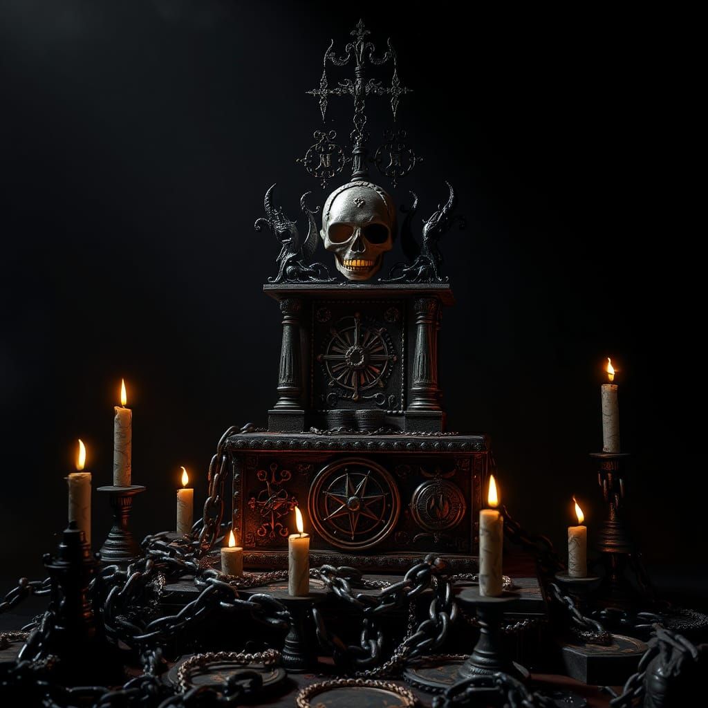 Cursed Jack-in-the-Box on Altar with Chains