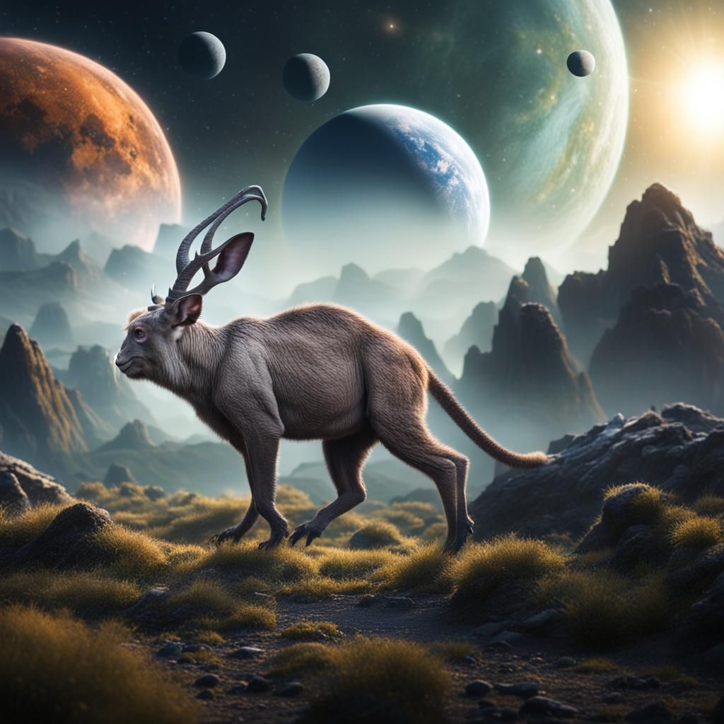 Peaceful Alien Planet with Giant Mammal Lifeforms