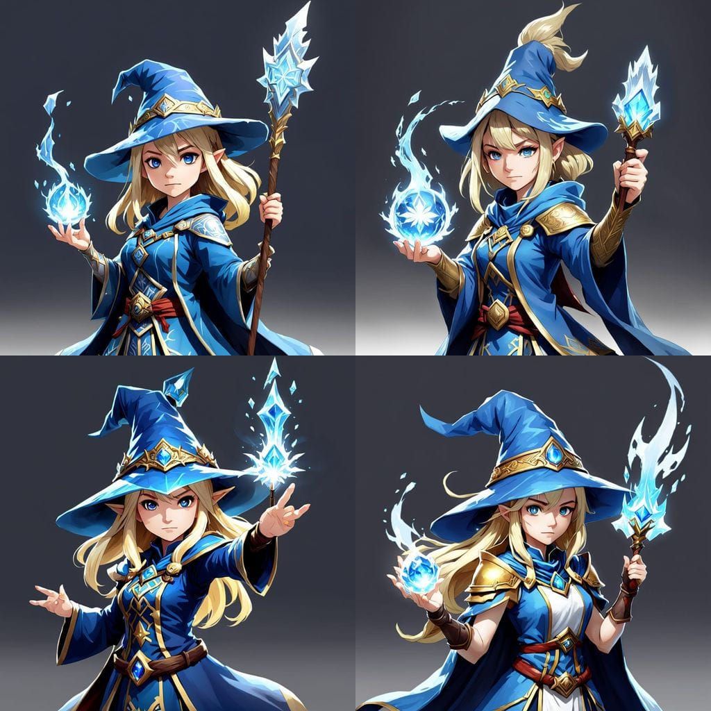 Blonde Frost Mage Sorceress Anime Game Asset