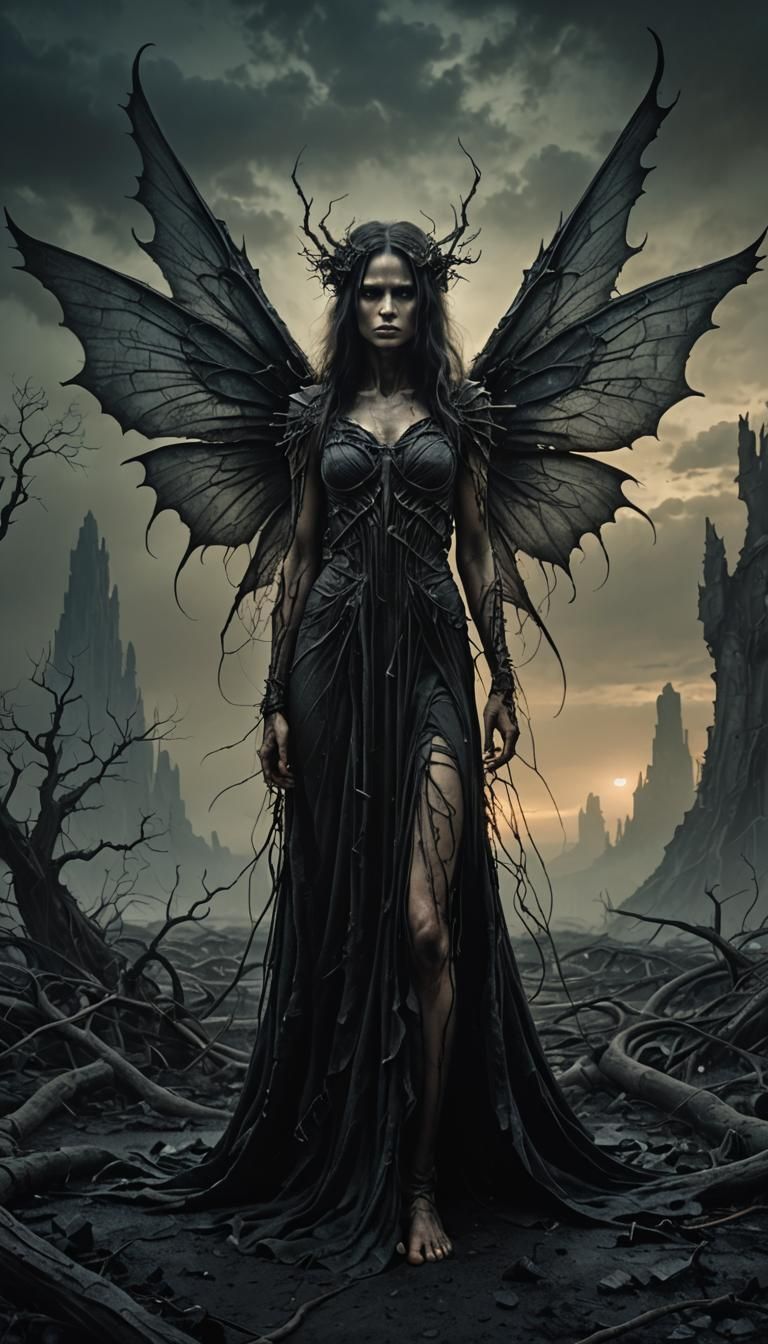 Haunting Faerie in Dark Fantasy Landscape
