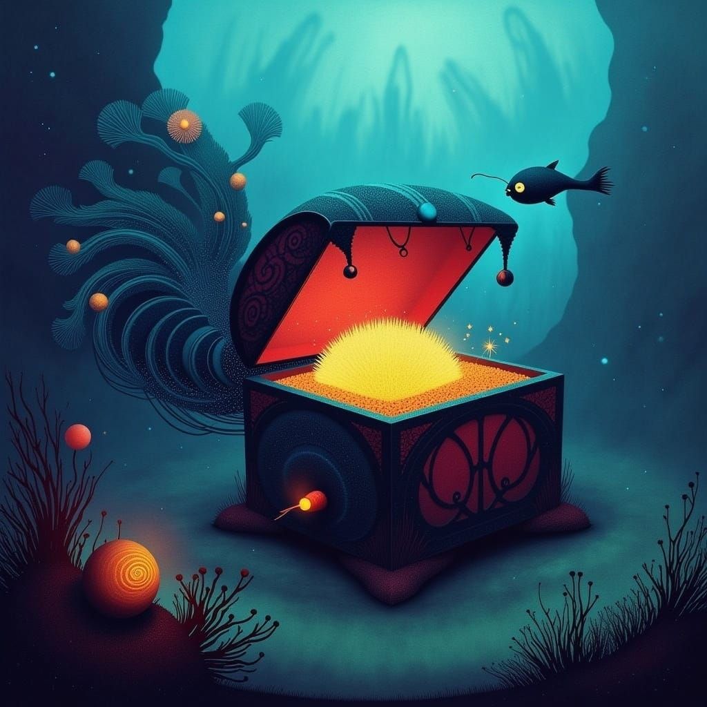 Barnacle Treasure Chest with Ethereal Fish