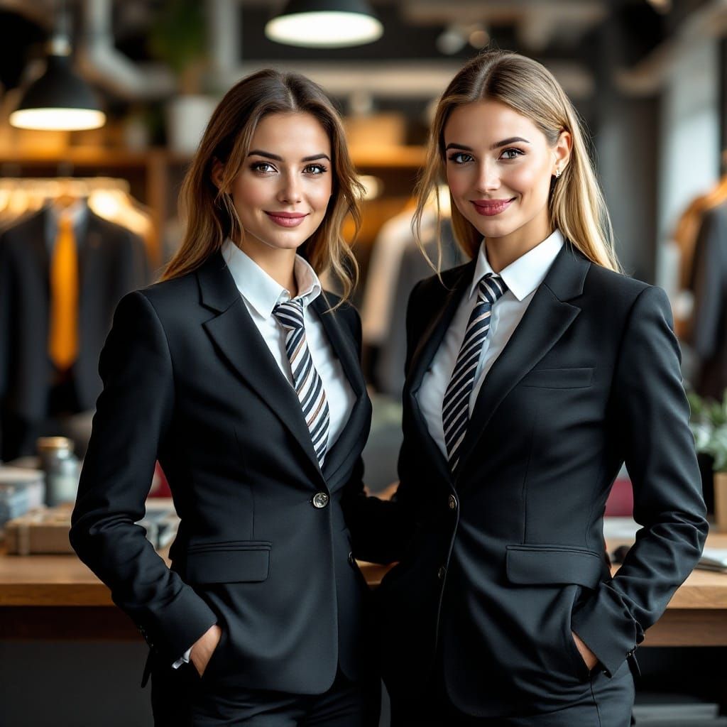 Women in Business Attire, Ties and Shop
