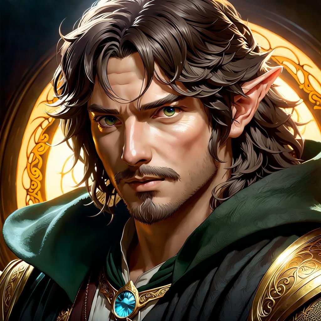 Detailed Elf Portrait in Anime Manga Style