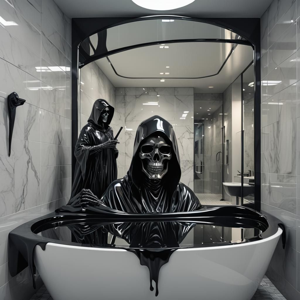 Futuristic Grim Reaper in Glass, Abstract Art