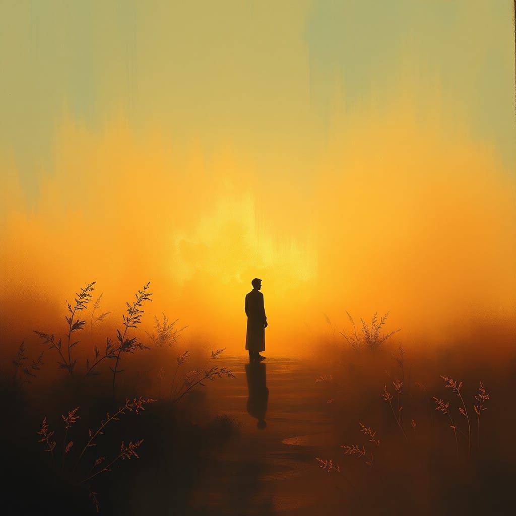 Ethereal Figure in Golden Light