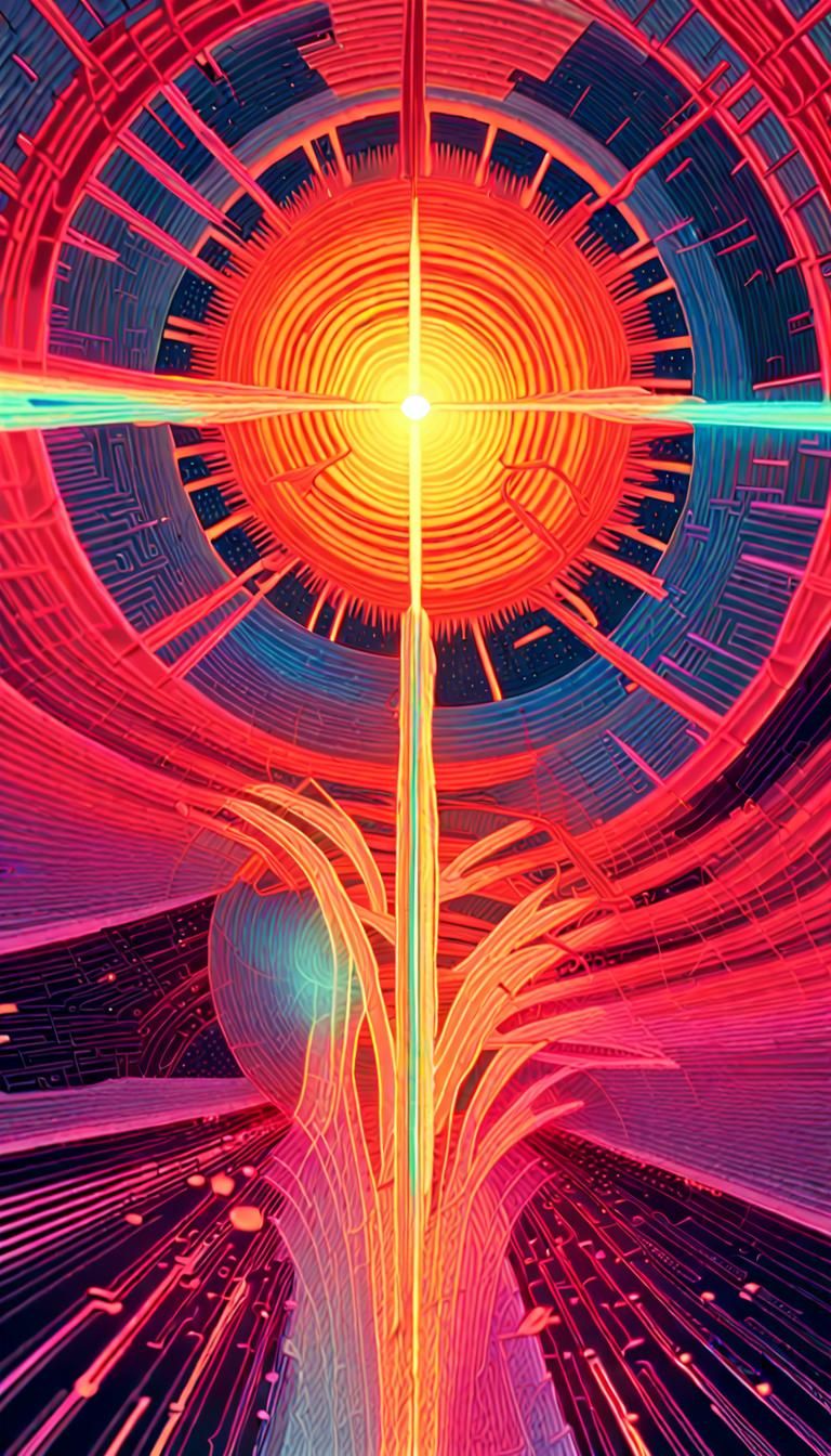 Coronal Mass Ejection: Bright Neon 3D Digital Art