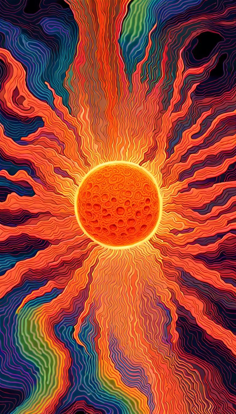 Coronal Mass Ejection: Bright Neon 3D Illustration