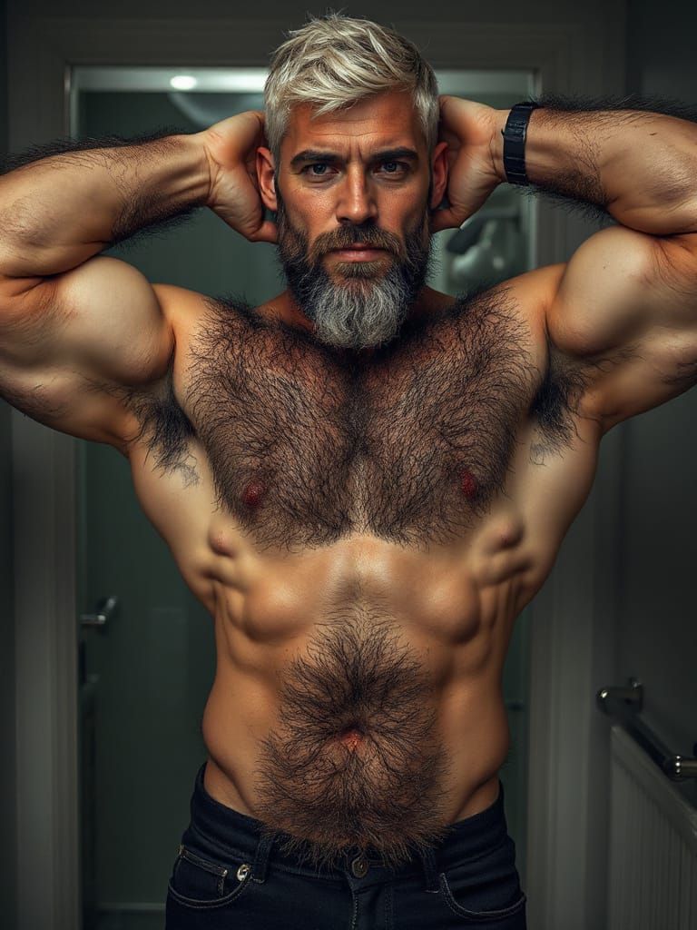 Hyperrealistic Man's Physique with Rugged Body Hair