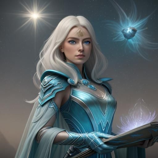 Fantasy Woman with Lunar Aura in Digital Art Style