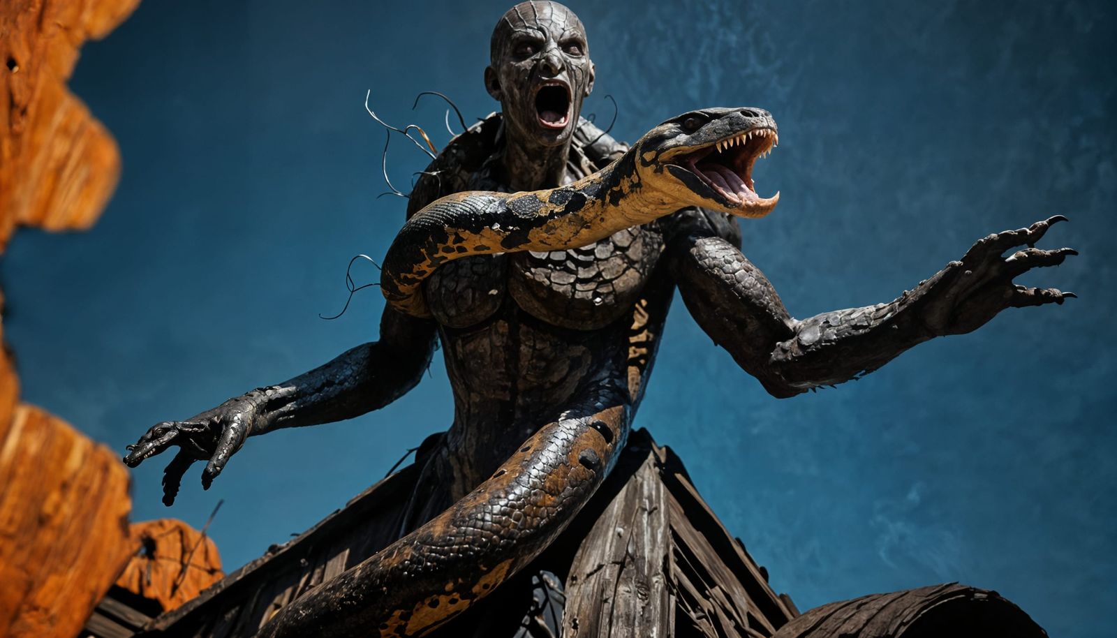 Emotive Python's Cyberpunk Scream in Rembrandt Lighting