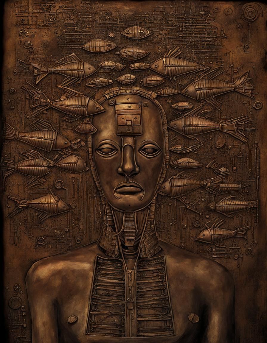 Detailed Bronzepunk Mechanism with Gemstone Highlights