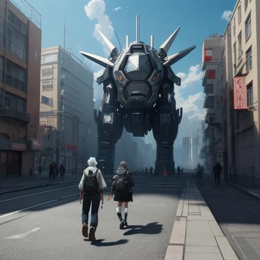 Dynamic People Walking: 3D Anime Art