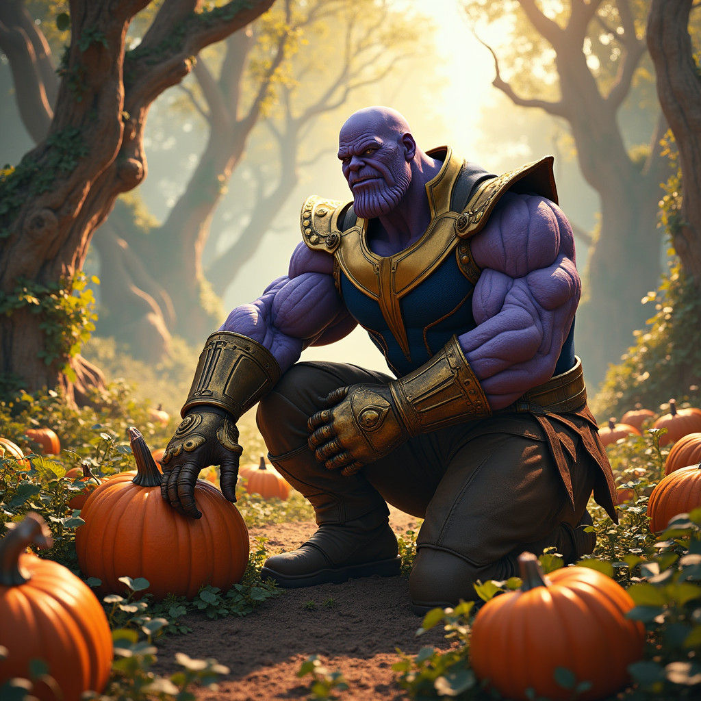 Thanos the Gardener in Hyper-Detailed Matte Painting