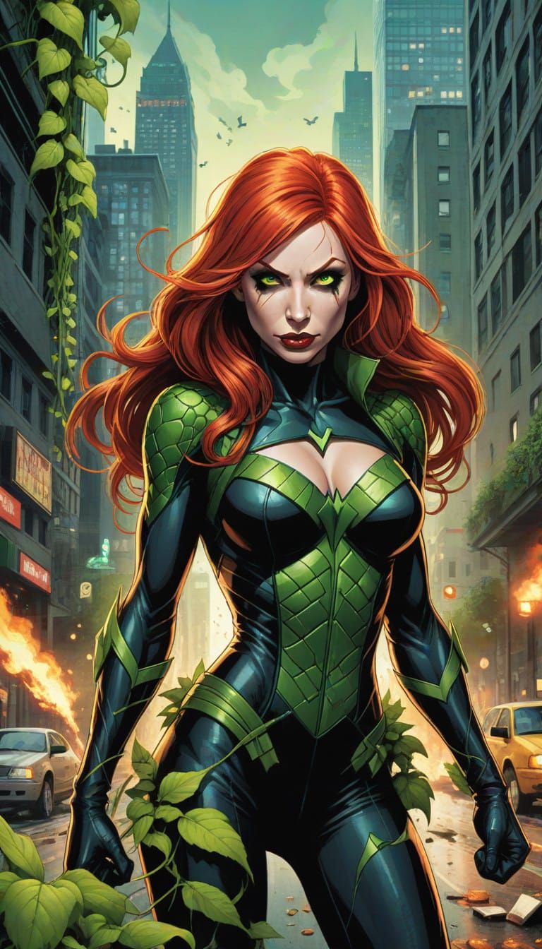 Poison Ivy Dominates Urban Jungle in DC Comics Style
