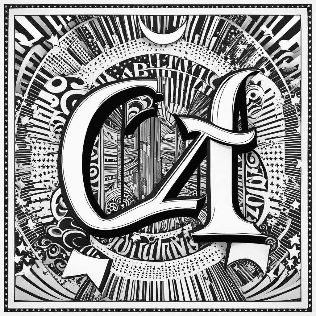 Graphic Black and White Lettering Poster with Stars