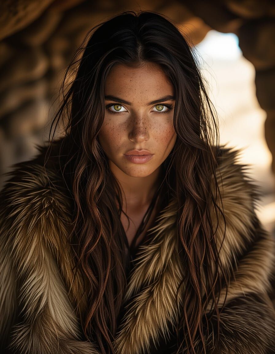 Cinematic Portrait of a Primitive Woman by Firelight