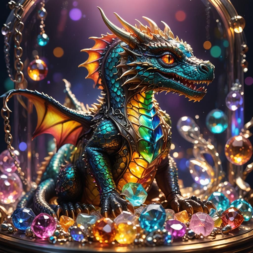 Hyperrealistic Baby Dragon in Jewelry Box