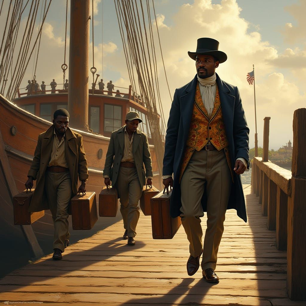 Surreal 19th Century Haitian Gentleman Steps Off Paddle Stea...