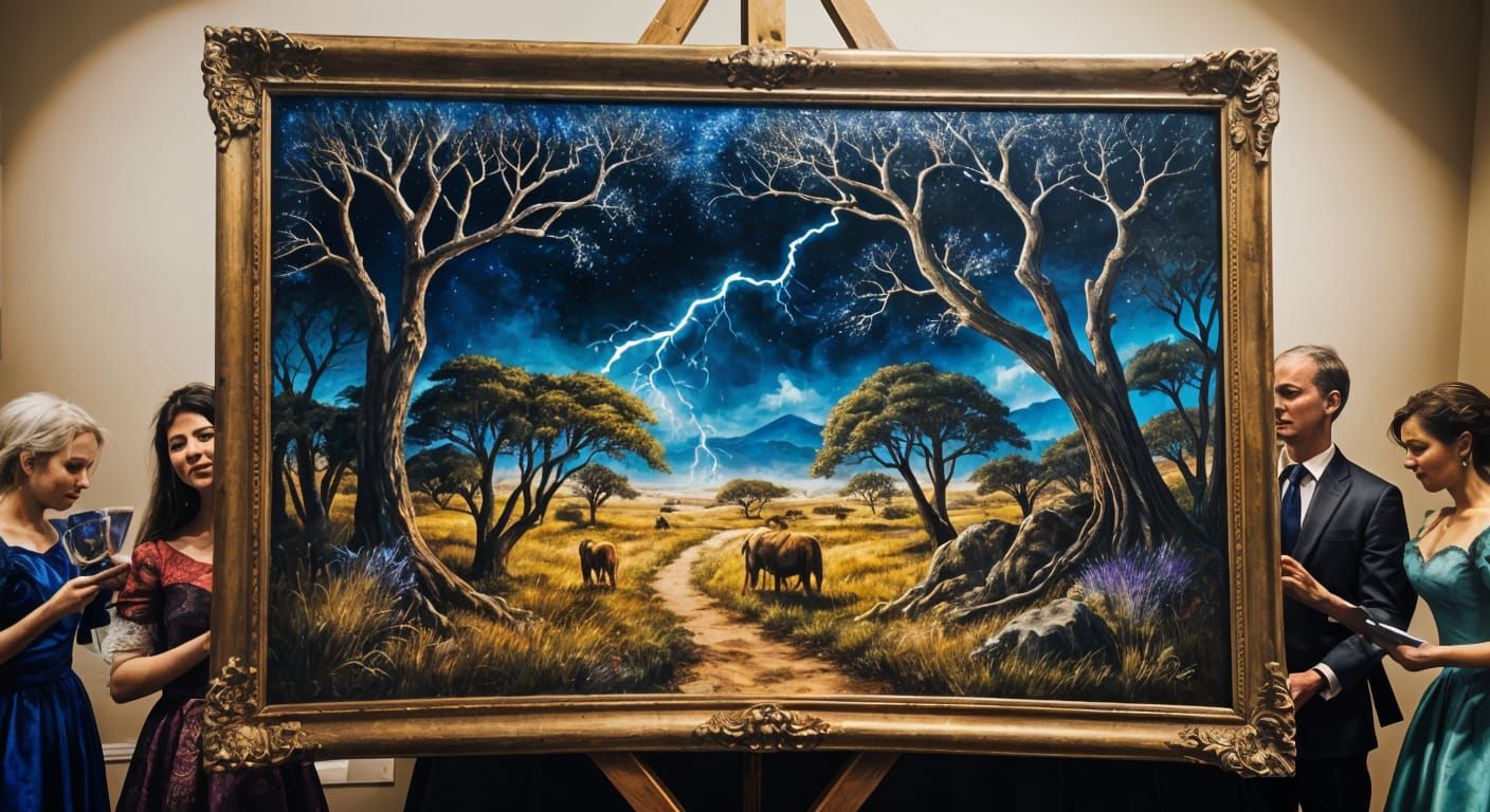 Serengeti Lightning Racoon: Alcohol Ink Oil Painting