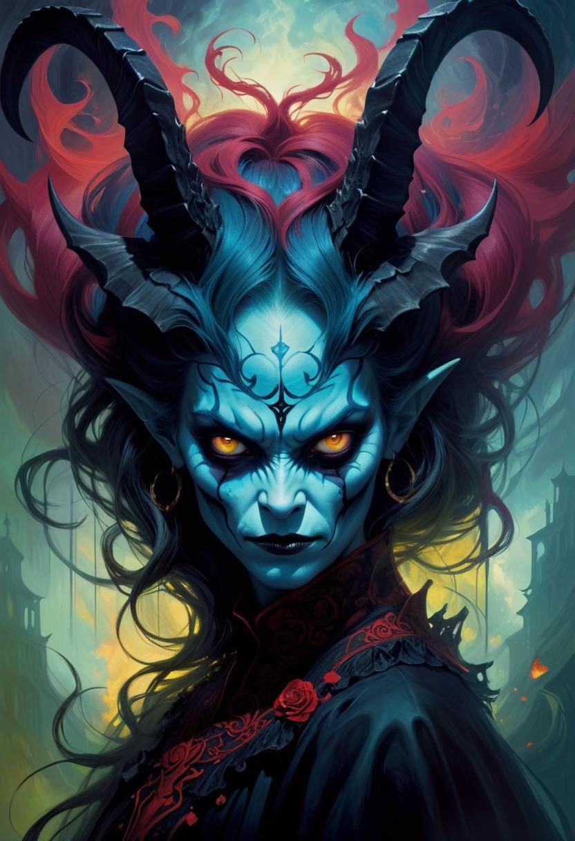 Diabolical Feminine Demon: A Classic Depiction