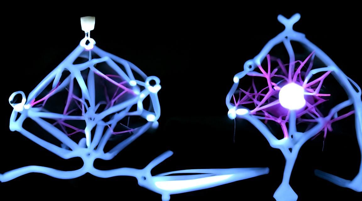 Glistening Neurons Connect Glowing Geometric Objects