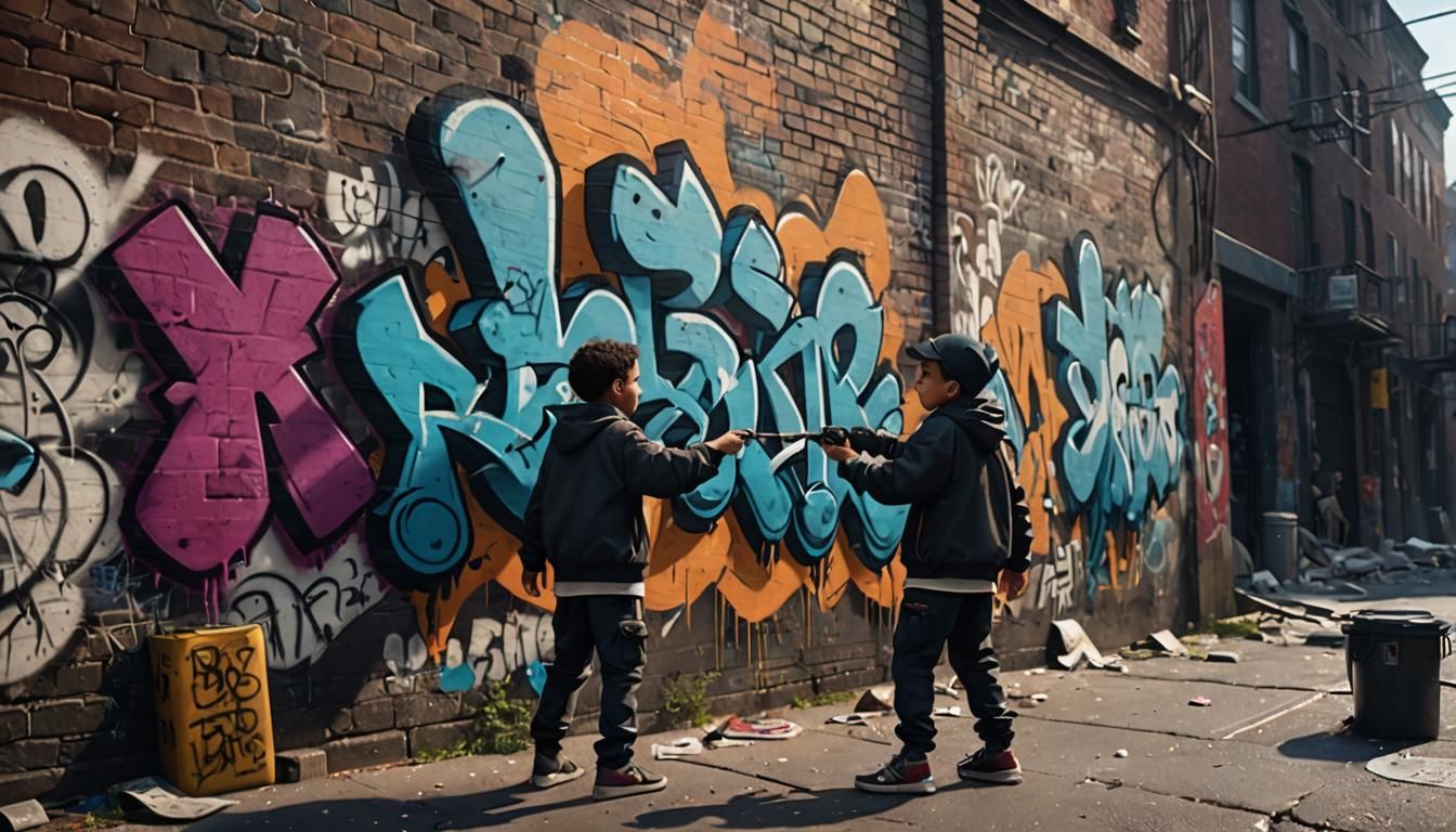 Graffiti Art in New York Ghetto: Matte Painting