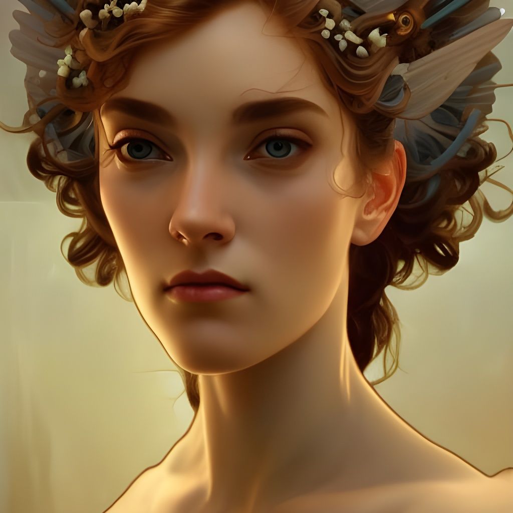 Psyche, Greek Goddess Portrait in Art Nouveau Style