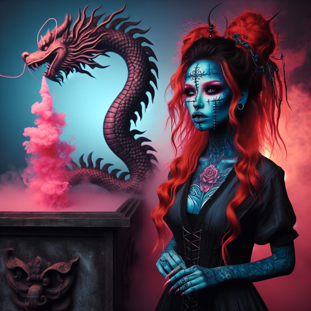 Dall-E3 Stitched Dragon Girl 2