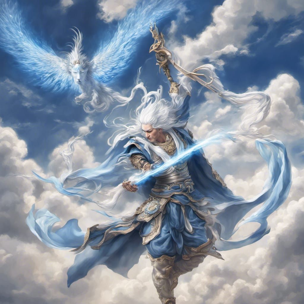 Hyperrealistic Portrait of a Powerful Sky God
