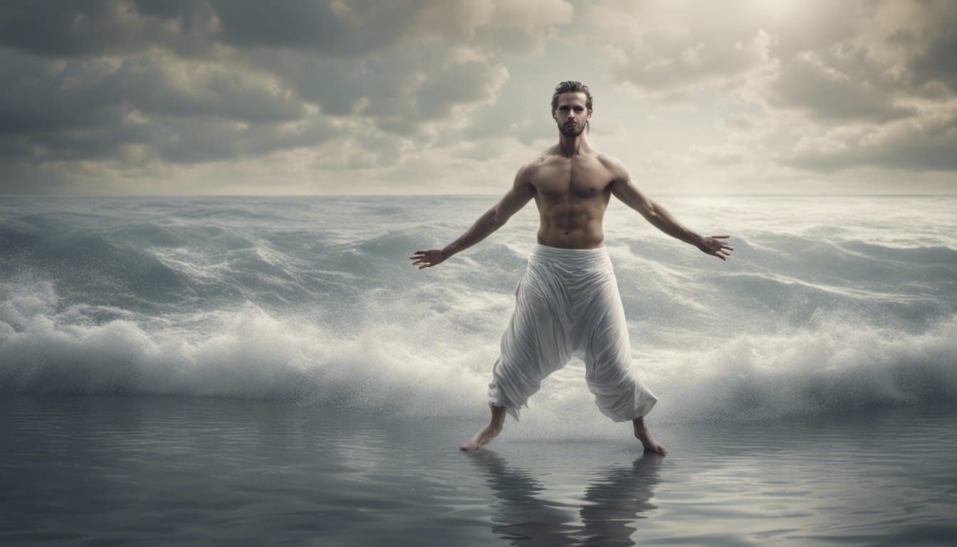 Man Dancing on Water in Matte Painting