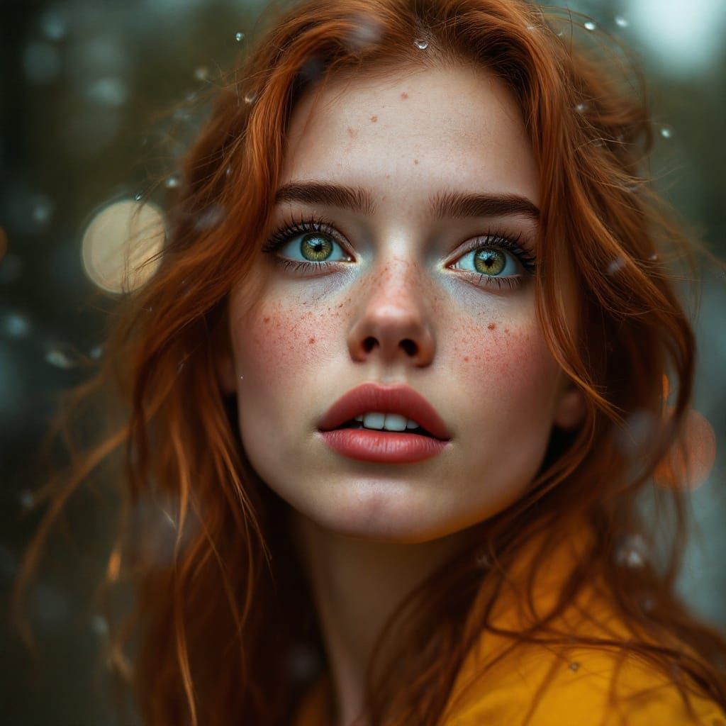 Classic Portrait of a Young Woman with Fiery Red Hair
