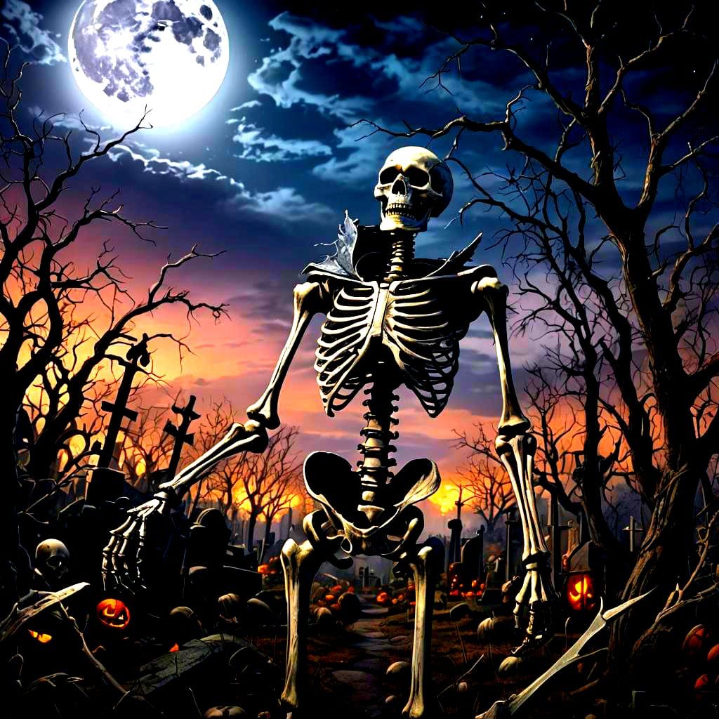 Dark Halloween Grim Reaper Skeleton