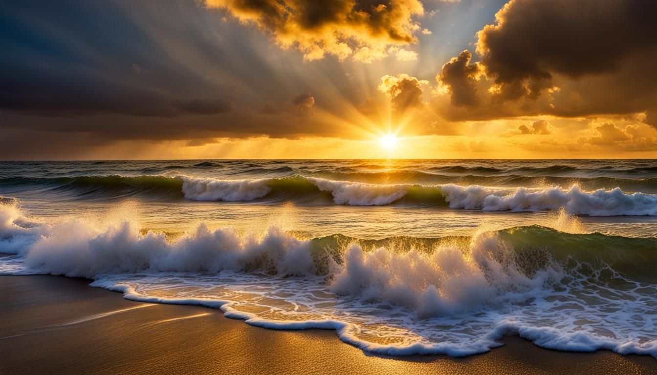 Golden Sunrise Over Glittering Seascape